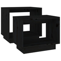 Thumbnail for Satztische 2 Stk. Schwarz Massivholz Kiefer