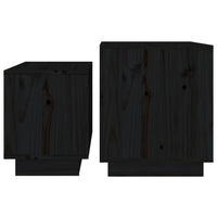 Thumbnail for Satztische 2 Stk. Schwarz Massivholz Kiefer