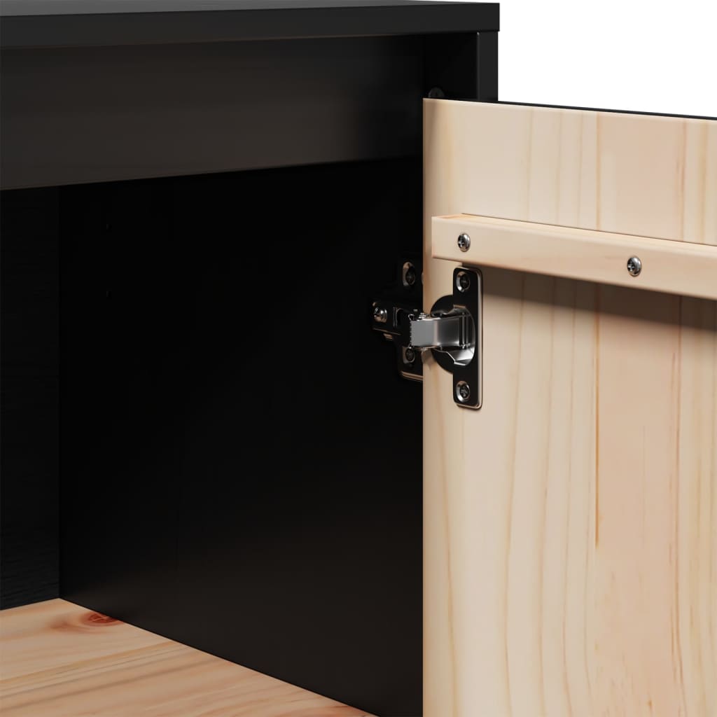 Sideboard Schwarz 60x34x75 cm Massivholz Kiefer