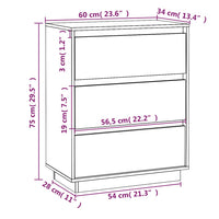 Thumbnail for Sideboard Weiß 60x34x75 cm Massivholz Kiefer