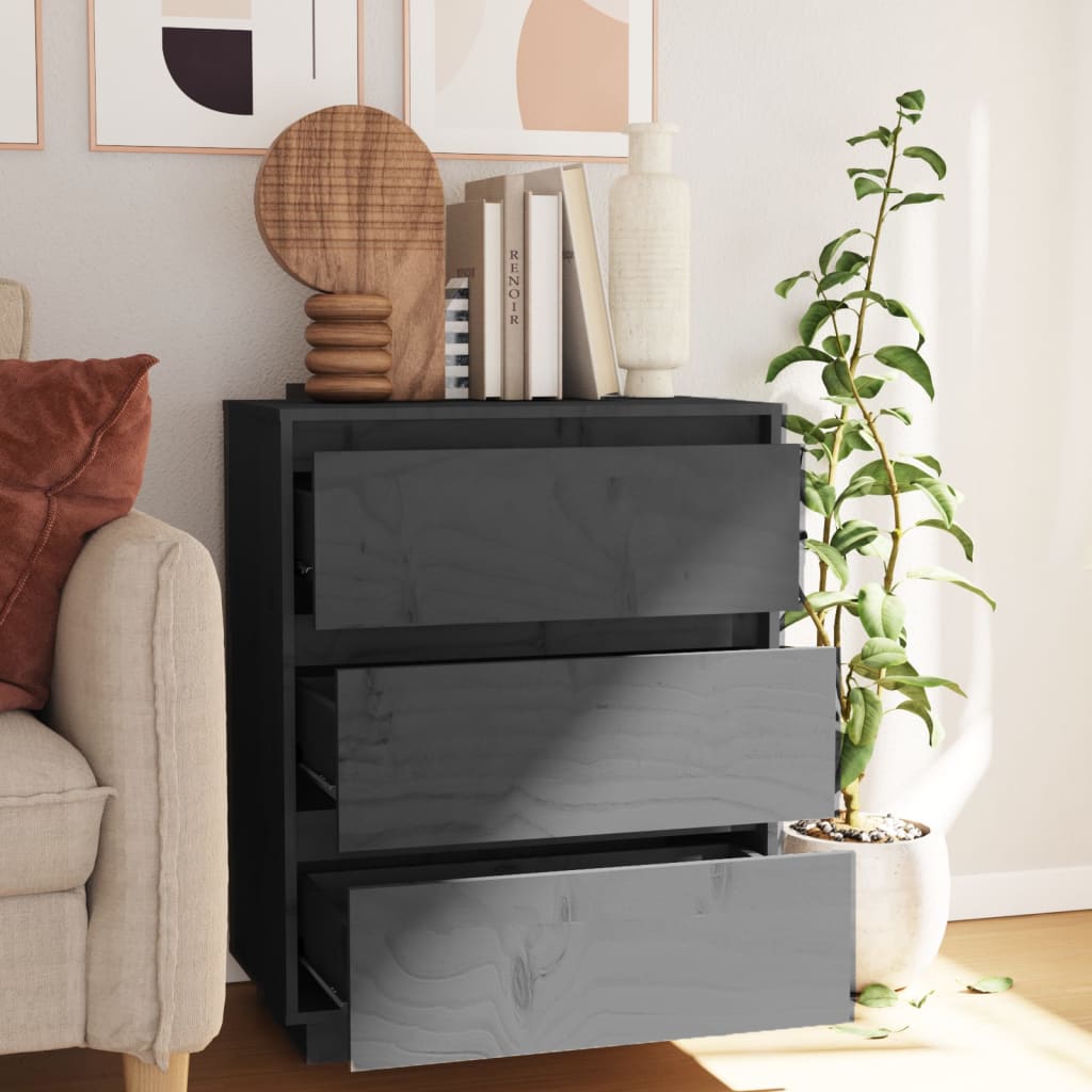 Sideboard Grau 60x34x75 cm Massivholz Kiefer