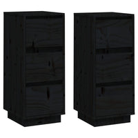 Thumbnail for Sideboards 2 Stk. Schwarz 32x34x75 cm Massivholz Kiefer