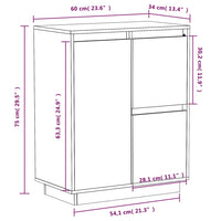 Thumbnail for Sideboard Weiß 60x34x75 cm Massivholz Kiefer