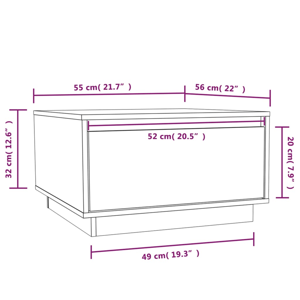 Couchtisch Honigbraun 55x56x32 cm Massivholz Kiefer