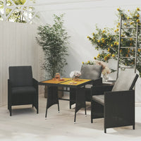 Thumbnail for Gartentisch Schwarz 70x70x72 cm Poly Rattan & Massivholz Akazie
