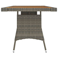 Thumbnail for Gartentisch Grau 160x70x72 cm Poly Rattan & Massivholz Akazie