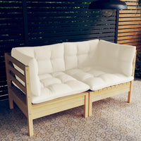 Thumbnail for 2-Sitzer-Gartensofa mit Creme Kissen Massivholz Kiefer