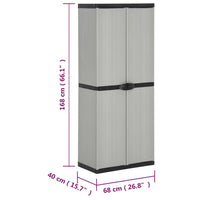 Thumbnail for Garten-Lagerschrank mit 3 Böden Grau & Schwarz 68x40x168 cm