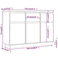 Thumbnail for Sideboard Weiß 110x34x75 cm Massivholz Kiefer