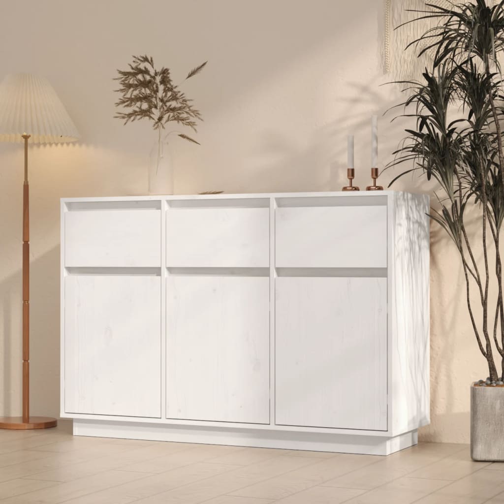 Sideboard Weiß 110x34x75 cm Massivholz Kiefer
