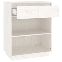 Thumbnail for Beistellschrank Weiß 60x34x75 cm Massivholz Kiefer