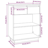 Thumbnail for Beistellschrank Weiß 60x34x75 cm Massivholz Kiefer