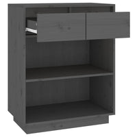 Thumbnail for Beistellschrank Grau 60x34x75 cm Massivholz Kiefer