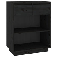 Thumbnail for Beistellschrank Schwarz 60x34x75 cm Massivholz Kiefer