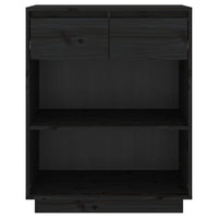 Thumbnail for Beistellschrank Schwarz 60x34x75 cm Massivholz Kiefer