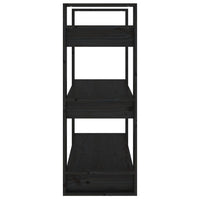 Thumbnail for Bücherregal/Raumteiler Schwarz 80x35x91 cm Massivholz Kiefer