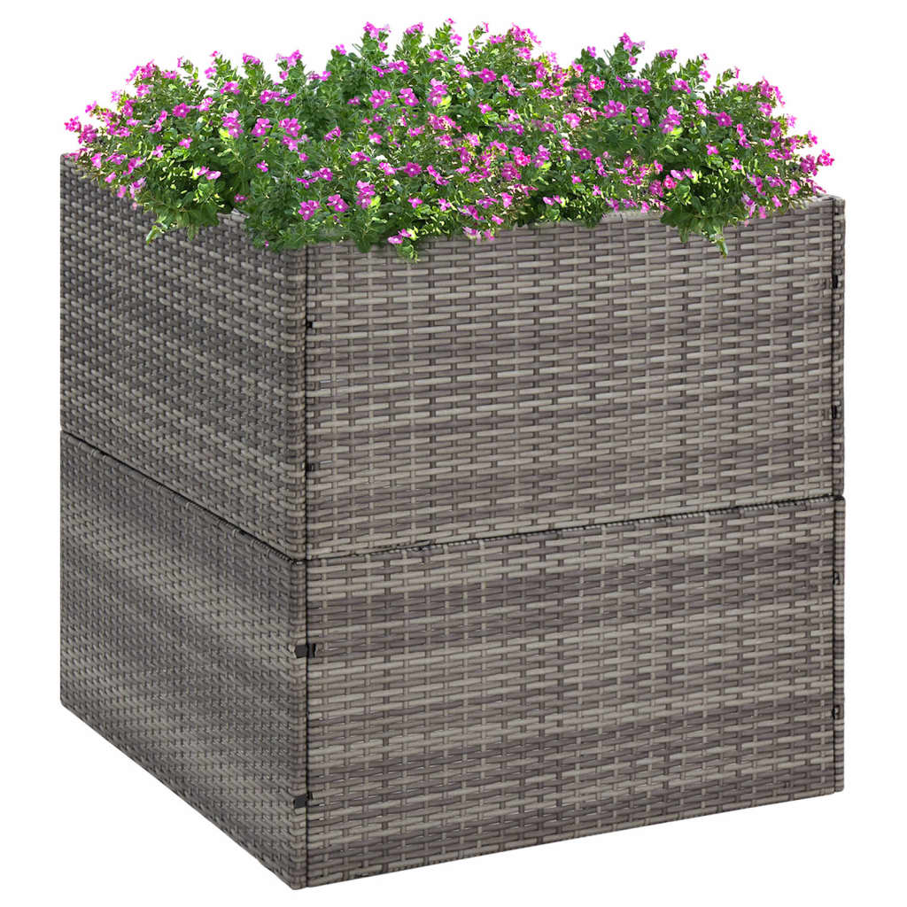 Pflanzkübel Grau 80x80x80 cm Poly Rattan