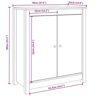 Thumbnail for Sideboard Weiß 70x35x80 cm Massivholz Kiefer