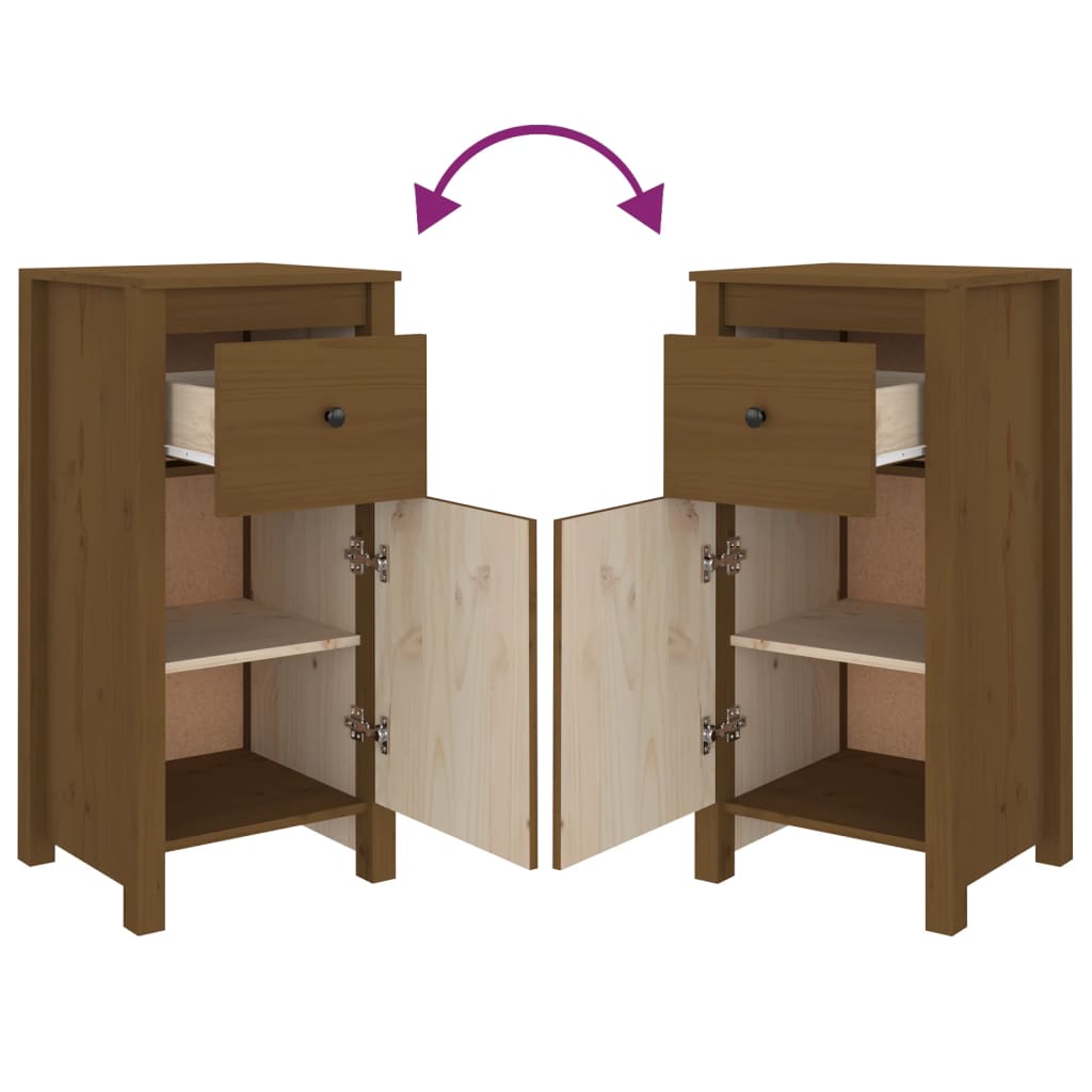 Sideboards 2 Stk. Honigbraun 40x35x80 cm Massivholz Kiefer