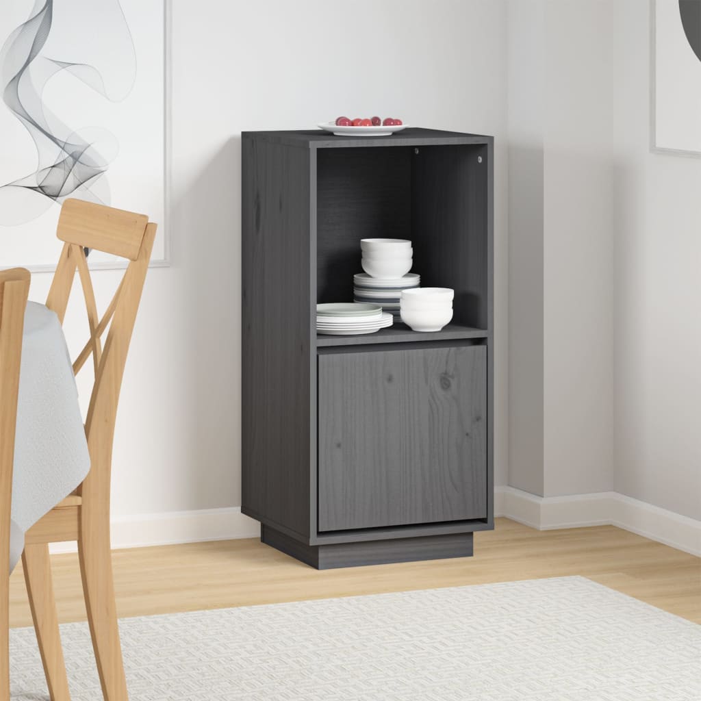 Sideboard Grau 38x35x80 cm Massivholz Kiefer