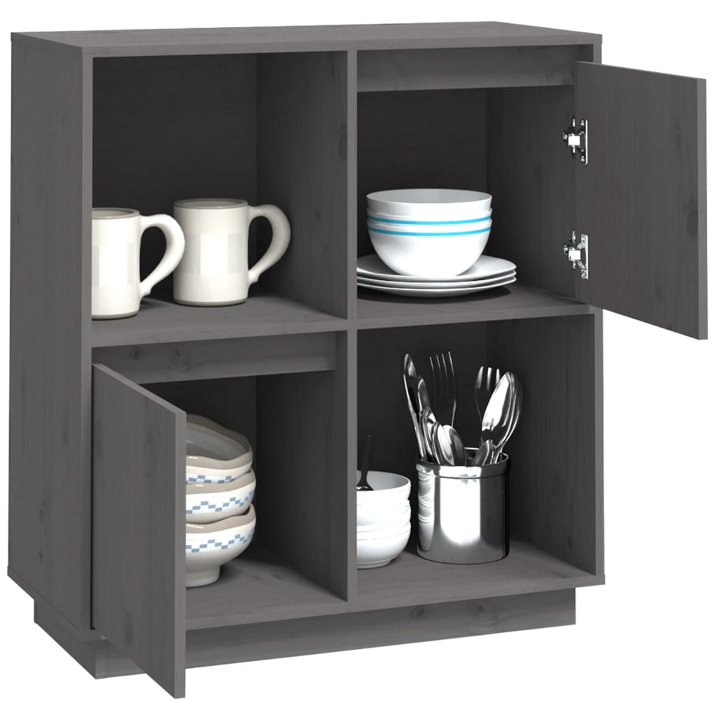Sideboard Grau 74x35x80 cm Massivholz Kiefer