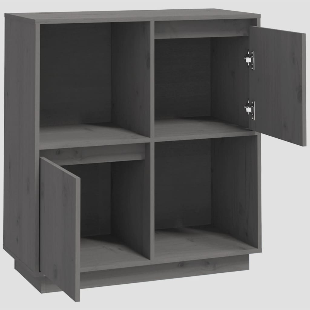Sideboard Grau 74x35x80 cm Massivholz Kiefer