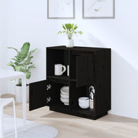 Thumbnail for Sideboard Schwarz 74x35x80 cm Massivholz Kiefer