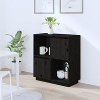 Thumbnail for Sideboard Schwarz 74x35x80 cm Massivholz Kiefer