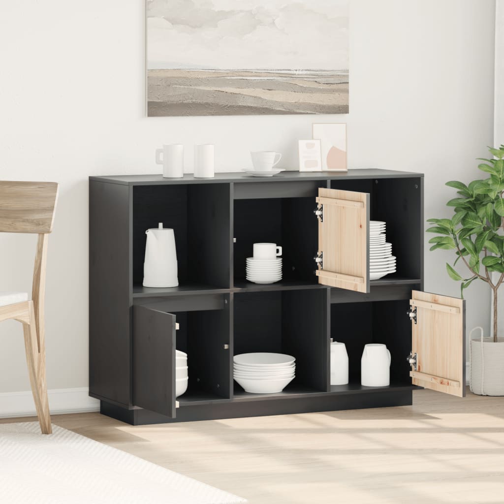 Sideboard Grau 110,5x35x80 cm Massivholz Kiefer
