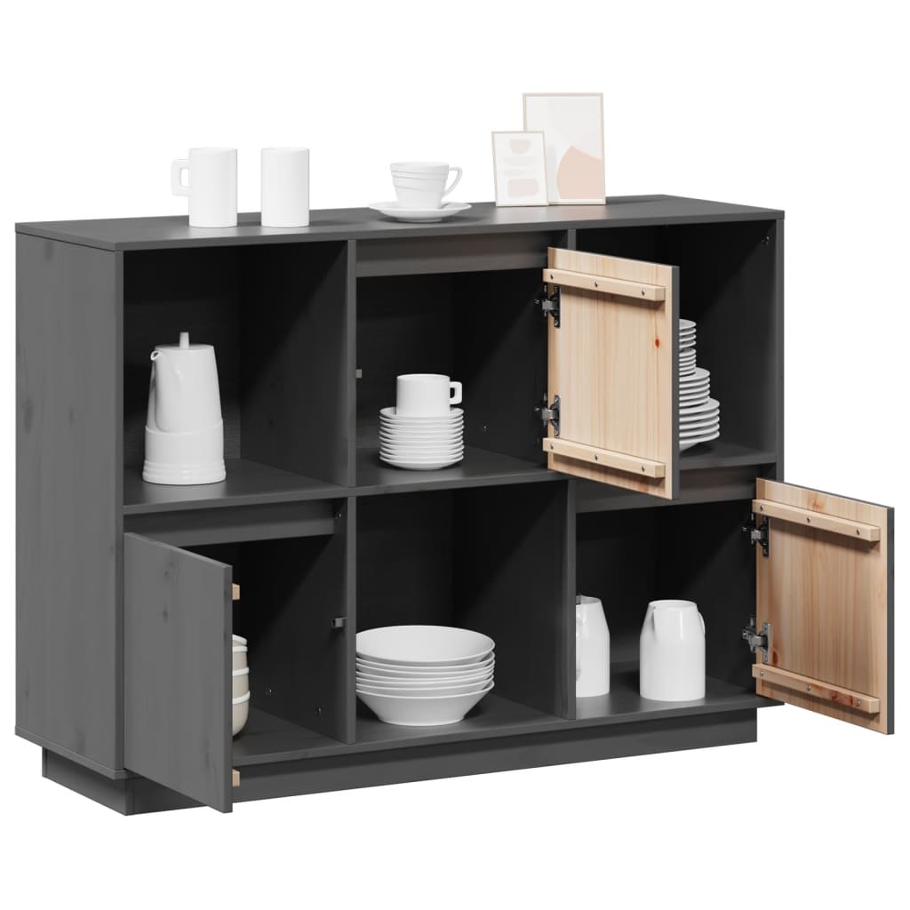 Sideboard Grau 110,5x35x80 cm Massivholz Kiefer