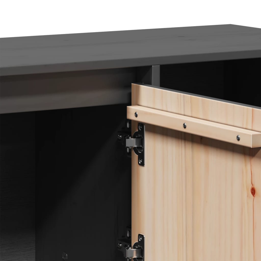 Sideboard Grau 110,5x35x80 cm Massivholz Kiefer