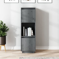 Thumbnail for Highboard Grau 38x35x117 cm Massivholz Kiefer