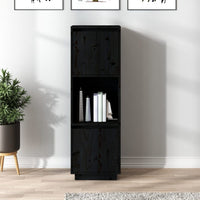 Thumbnail for Highboard Schwarz 38x35x117 cm Massivholz Kiefer