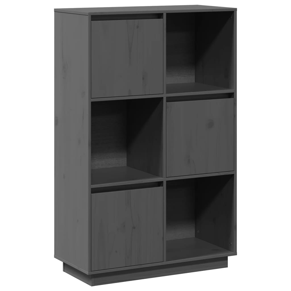 Highboard Grau 74x35x117 cm Massivholz Kiefer