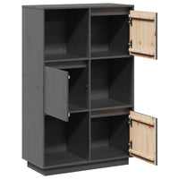 Thumbnail for Highboard Grau 74x35x117 cm Massivholz Kiefer