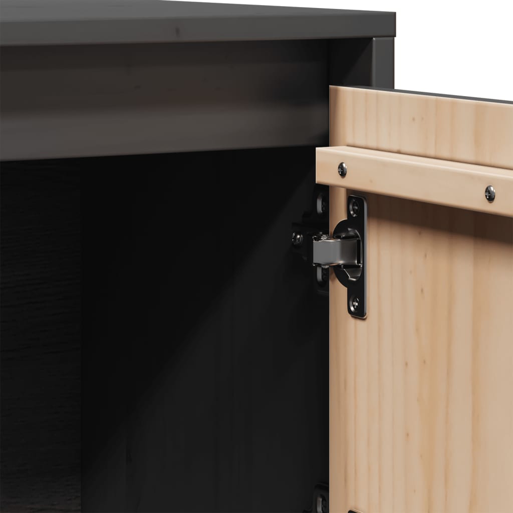 Highboard Grau 74x35x117 cm Massivholz Kiefer