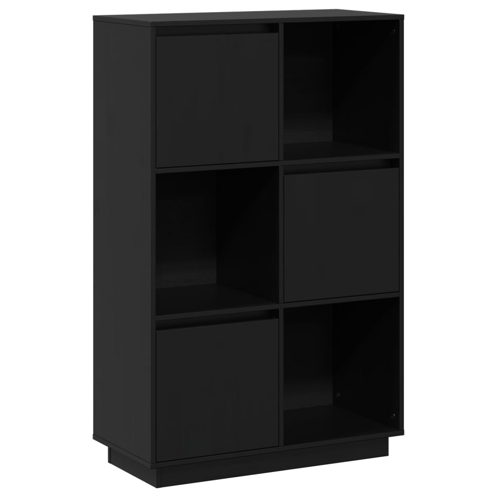 Highboard Schwarz 74x35x117 cm Massivholz Kiefer