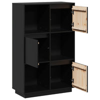 Thumbnail for Highboard Schwarz 74x35x117 cm Massivholz Kiefer