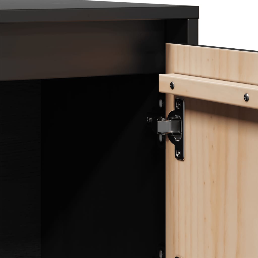 Highboard Schwarz 74x35x117 cm Massivholz Kiefer