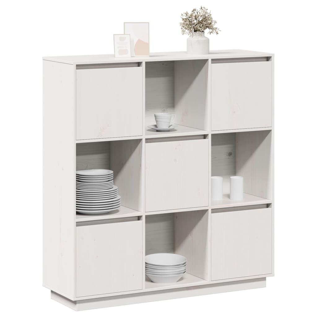 Highboard Weiß 110,5x35x117 cm Massivholz Kiefer