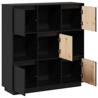 Thumbnail for Highboard Schwarz 110,5x35x117 cm Massivholz Kiefer