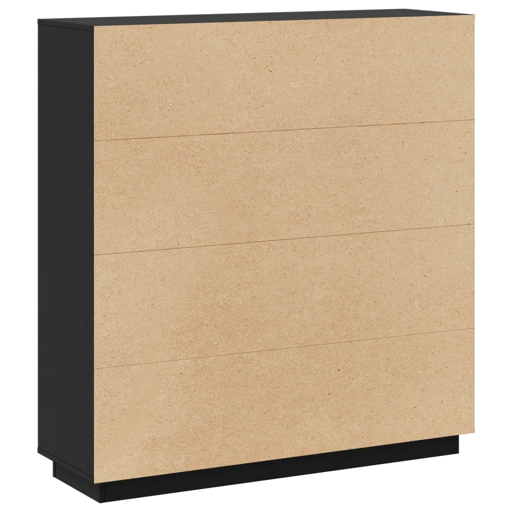 Highboard Schwarz 110,5x35x117 cm Massivholz Kiefer