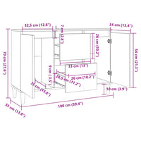 Thumbnail for Sideboard Grau Sonoma-Eiche 103,5x35x70 cm Holzwerkstoff