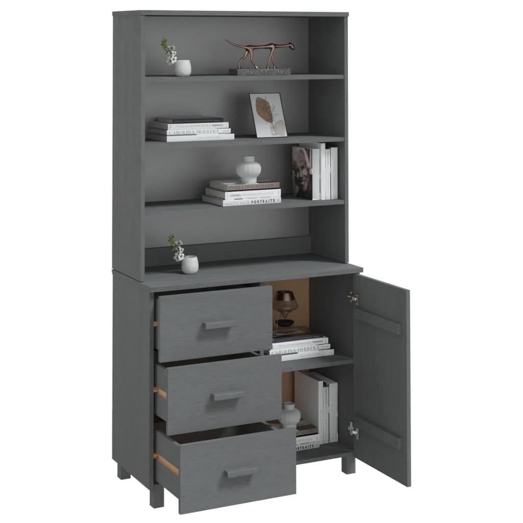 Highboard HAMAR Massivholz Kiefer Dunkelgrau