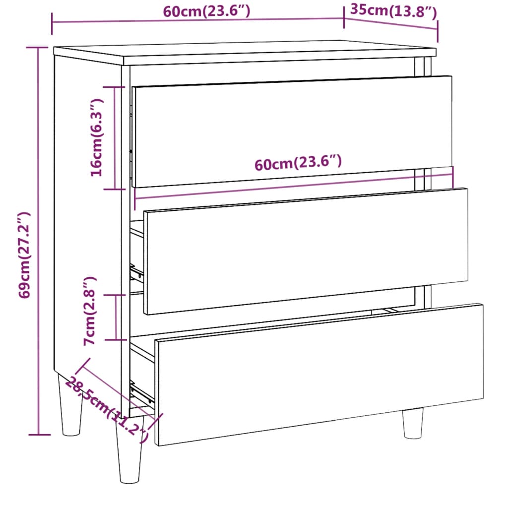 Sideboard Braun Eichen-Optik 60x35x69 cm Holzwerkstoff