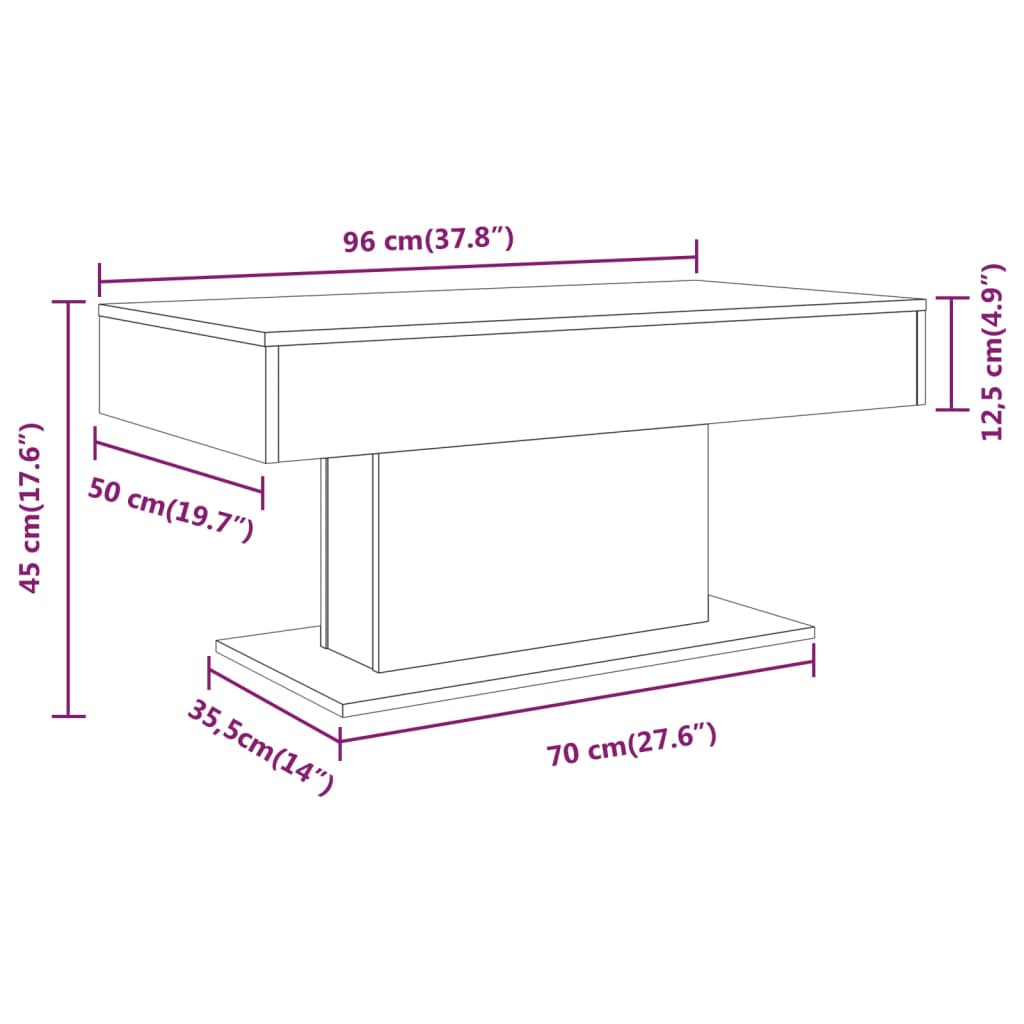 Couchtisch Braun Eichen-Optik 96x50x45 cm Holzwerkstoff