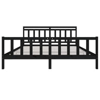 Thumbnail for Massivholzbett Schwarz 200x200 cm