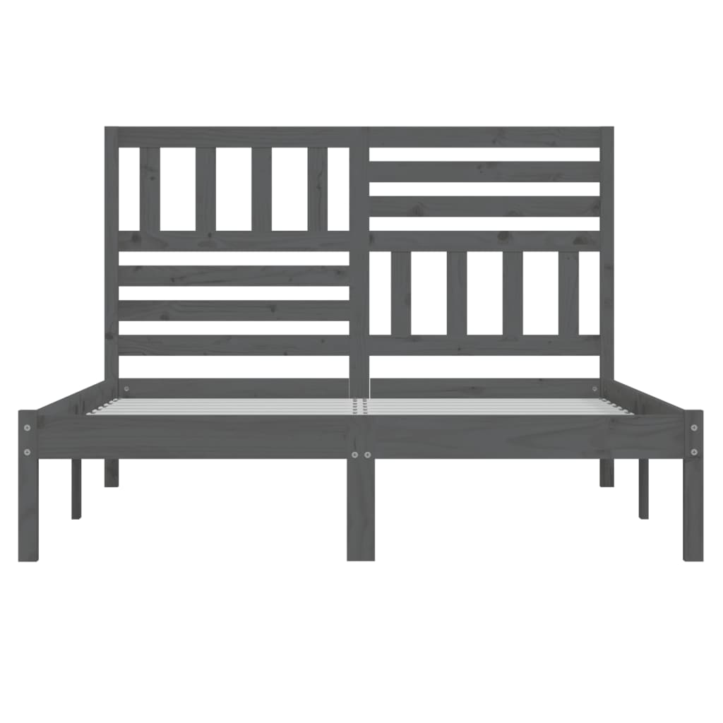 Massivholzbett Grau 135x190 cm Kiefer