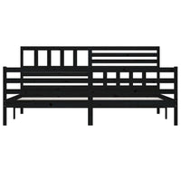 Thumbnail for Massivholzbett Schwarz 200x200 cm