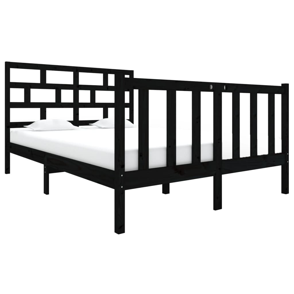 Massivholzbett Schwarz Kiefer 120x190 cm